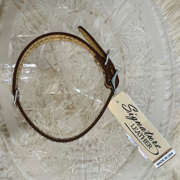 OmniPet Gold Leather and Jeweled Collar Size 16" - Picture 3 of 4